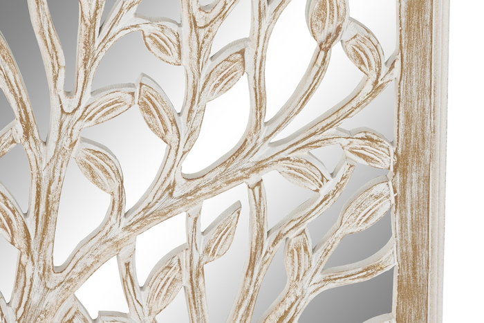 DKD Home Decor Decoración de Pared Árbol Decapé Blanco con Espejo