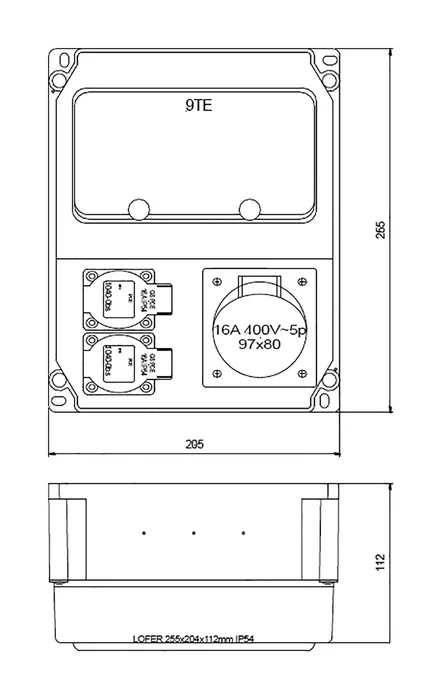 PCE Cuadro de Distribución IP54 de 9 Módulos