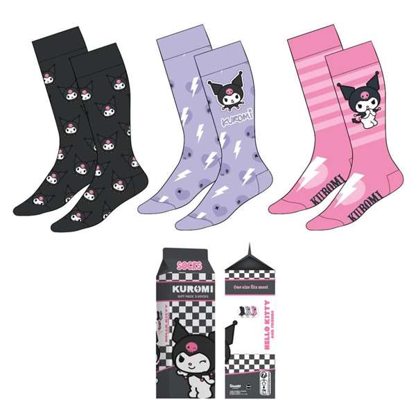 Cerdá Pack Calcetines 3 Piezas Hello Kitty Kuromi Talla 36/43