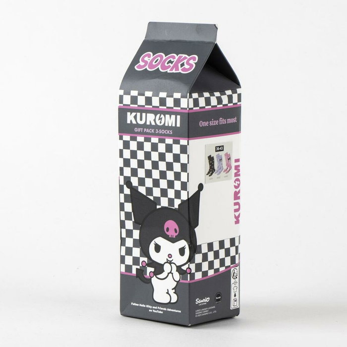 Cerdá Pack de 3 Calcetines Hello Kitty y Kuromi Talla 36-43