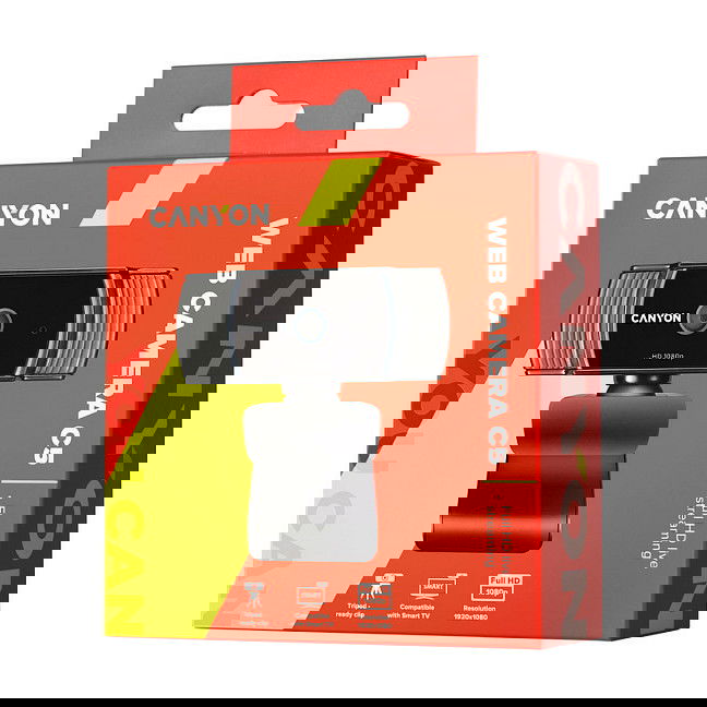 Canyon Webcam C5 Full HD 1080p, Autoenfoque, Micrófono Incorporado, Negro