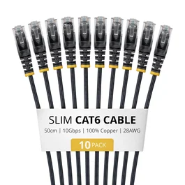 StarTech.com Paquete de 10 Cables Ethernet Cat6 Slim 50cm Negro