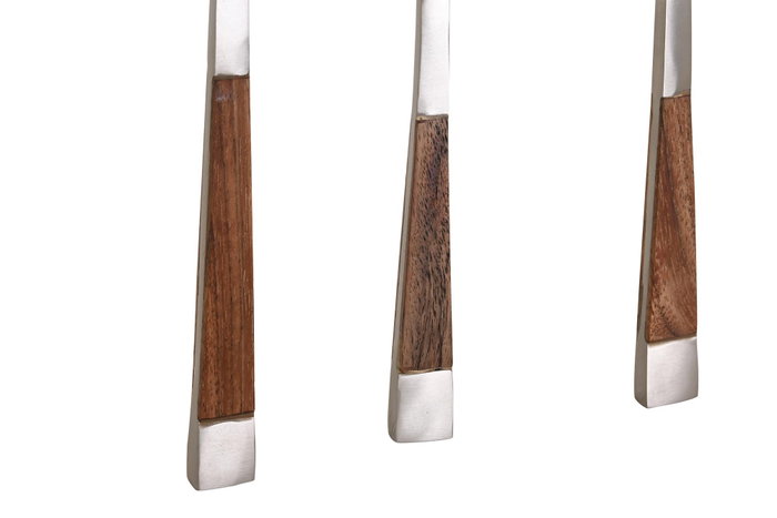 DKD Home Decor Set de Cubertería Inox y Acacia de 16 Piezas Natural y Plateado