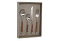 DKD Home Decor Set de Cubertería Inox y Acacia de 16 Piezas Natural y Plateado