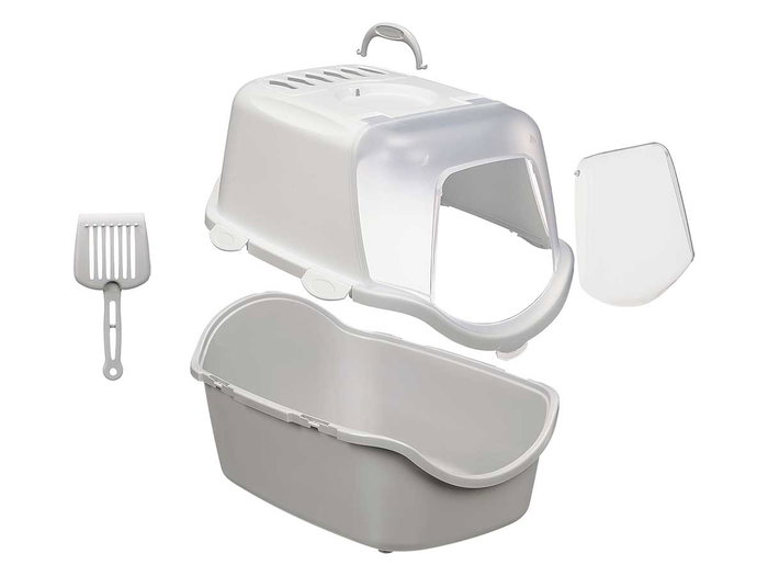 STEFANPLAST Arenero Plástico Cubierto con Pala y Filtro Gris
