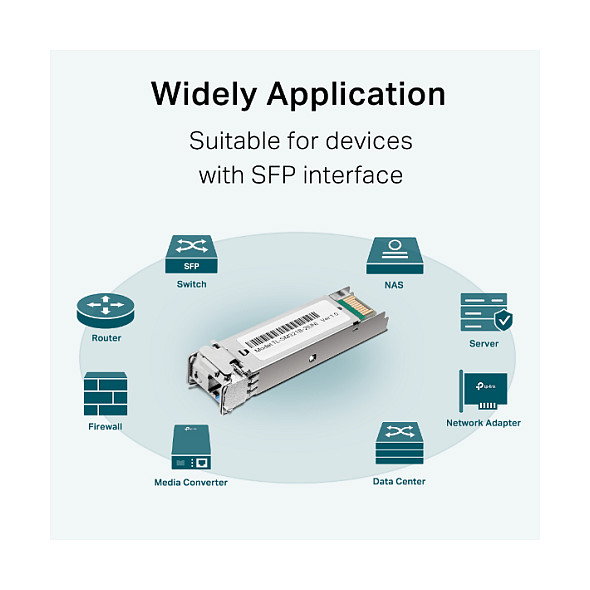 TP-LINK TL-SM321B Transceiver SFP, Fibra Óptica Gigabit 1250 Mbps 1000Base-BX, LC/UPC 9/125 µm, 1310nm TX / 1550nm RX, para Distancias hasta 10 km