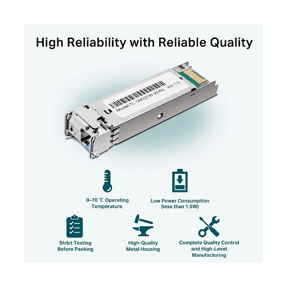 TP-LINK TL-SM321B Transceiver SFP, Fibra Óptica Gigabit 1250 Mbps 1000Base-BX, LC/UPC 9/125 µm, 1310nm TX / 1550nm RX, para Distancias hasta 10 km