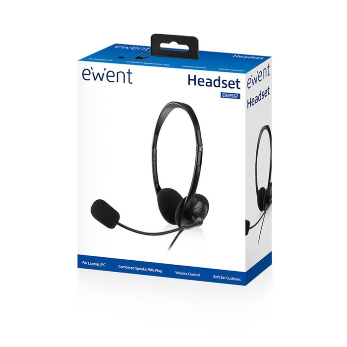 Ewent EW3567 Auriculares de Diadema con Micrófono Negro