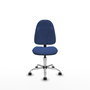 Silla de oficina Algarra con mecanismo Contacto permanente básico tapizada con Tela color Azul marino. Equipada con Base cromada, Sin brazos y Ruedas autofrenantes