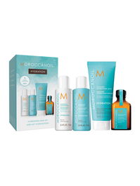 Set Moroccanoil: Hydration, Hair Treatment Cream Mask, 75 ml + Hydration, Hair Oil Treatment, Hydrating, 25 ml + Hydration, Hair Conditioner, For Hydration, 70 ml + Hydration, Paraben-Free, Hair Shampoo, Moisture And Shine, 70 ml