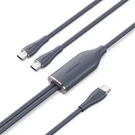 Vention CTMBG Cable USB Tipo-C Macho a 2x USB Tipo-C Macho, 1.5 Metros, Negro