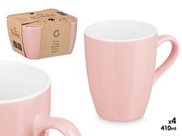 Vessia Set 4 Tazas Rosa 410 ml Porcelana 20x11.7x18.5 cm (Set de 6)