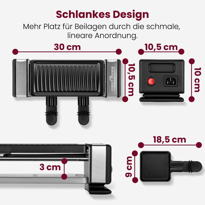 Proficook PC-RG 1324 Raclette-Grill de acero inoxidable