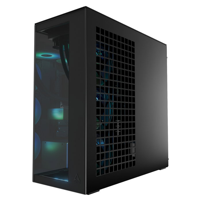 ARCTIC Xtender Torre Gaming Midi PC con Ventana de Vidrio Templado Negro, Refrigeración Líquida, RGB, EATX, Hasta GPU 48.2 cm, Sin Fuente
