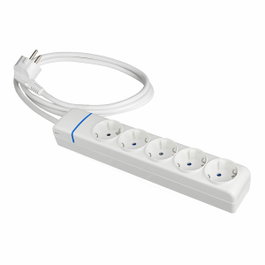 Solera Base múltiple 5 tomas Schuko 1,5 m blanca/azul
