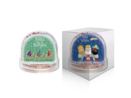 Bismark Bola Navidad Reyes Magos 332893, Bola de Cristal 9x8.3 cm, 2 Diseños Surtidos