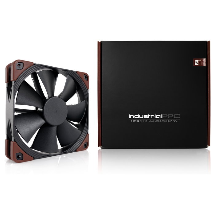 Noctua NF-F12 IndustrialPPC-2000 IP67 PWM - Ventilador para PC de 120 mm, Flujo de Aire 121.8 m³/h, 2000 RPM, 29.7 dB, Conexión 4 Pines, Color Negro/Marrón