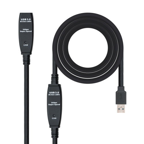 Nanocable Cable USB 3.0 Prolongador con Amplificador 10m Negro Nanocable Cable USB 3.0 Prolongador con Amplificador 10m Negro