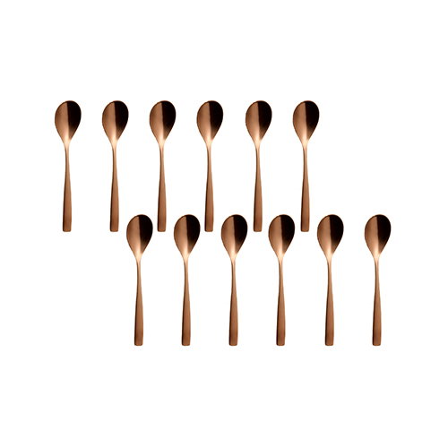 Summa Cuchara Moca - Acero Inoxidable 18/10, Acabado Satinado Color Cobre, 110 mm (Set de 12)
