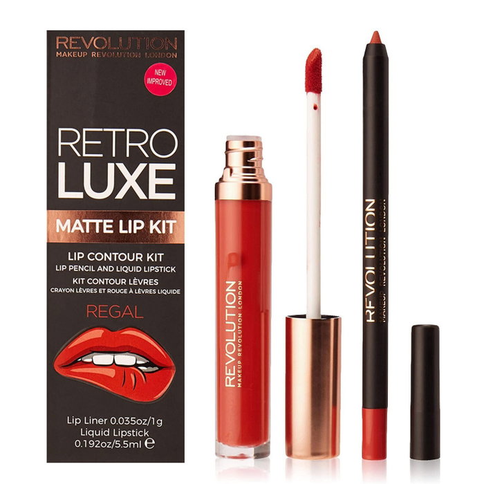Makeup Revolution Set Retro Luxe Regal con Lip Liner y Liquid Lipstick