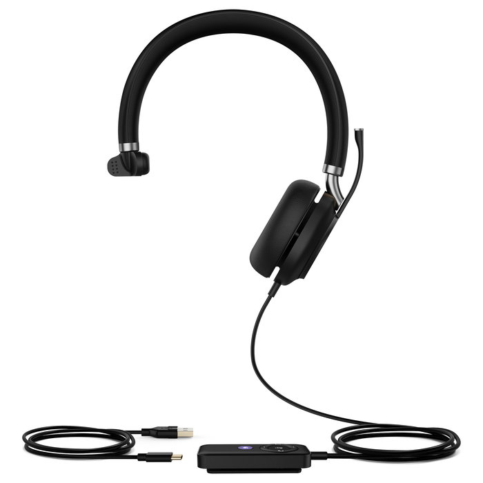 Yealink UH38 Auricular Monoaural Bluetooth y USB para Oficina y Centro de Llamadas, Compatible con Microsoft Teams, Diadema