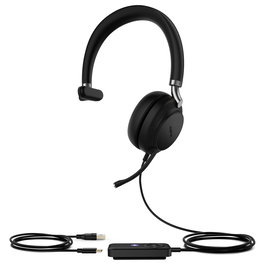 Yealink UH38 Auricular Monoaural Bluetooth y USB para Oficina y Centro de Llamadas, Compatible con Microsoft Teams, Diadema