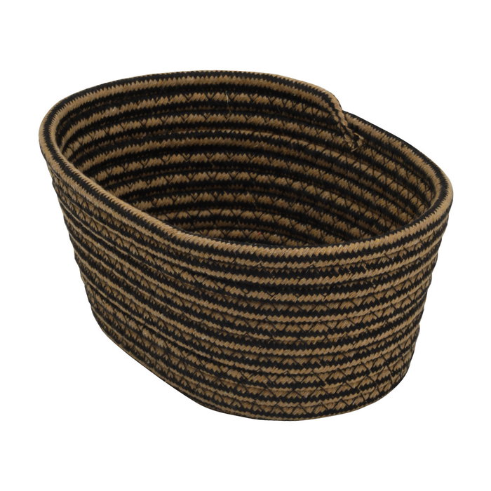Day Cesta Oval Trenzada 21x14 cm, Altura 24 cm, Cuerda de Poliéster y Polipropileno, Colores Surtidos (Arena/Negro)