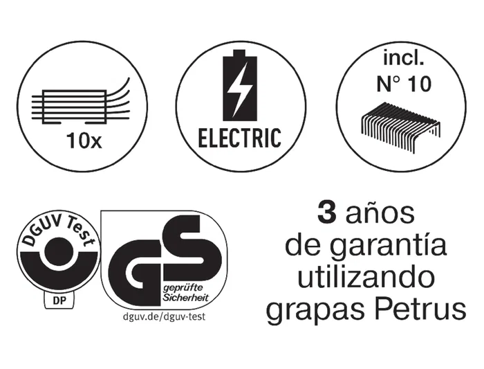 Petrus Grapadora Eléctrica e-310 Contactless Rojo Metalizado Capacidad 12 Hojas