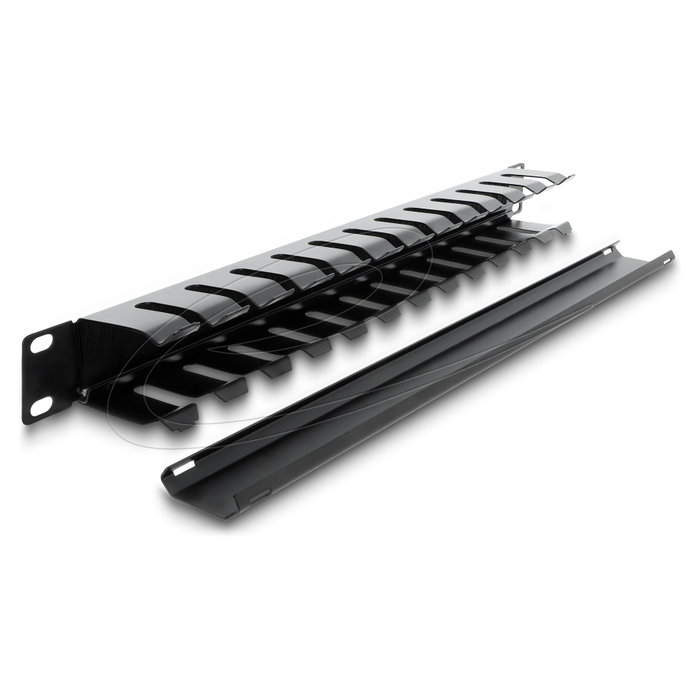 DeLOCK 67628 Panel de gestión de cables con cepillo 1U negro