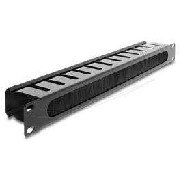 DeLOCK 67628 Panel de gestión de cables con cepillo 1U negro