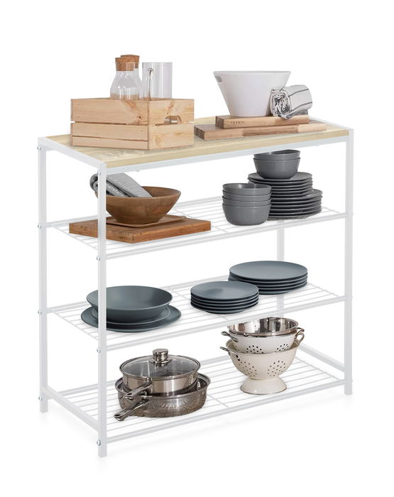 Confortime Estantería 4 Niveles Metal-Madera Blanca 32 cm x 65 cm x 8 cm (3 Unidades)