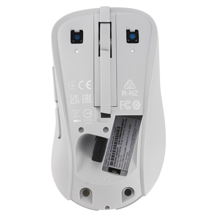 ASUS Wireless Mouse MD102, Blanco, Silencioso, Óptico, 1600 DPI, RF + Bluetooth, Para Mano Derecha, PC