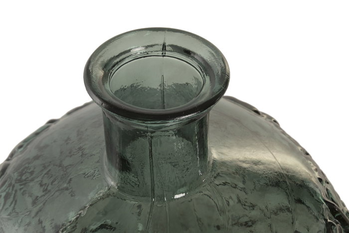 DKD Home Decor Jarrón de Cristal Reciclado Verde con Hojas