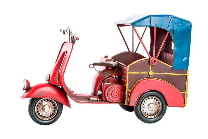 DKD Home Decor Vehiculo Decoracion Vintage Tuk-tuk Negro Rojo Blanco Multicolor Metal 10 x 17 x 26 cm (6 Unidades)