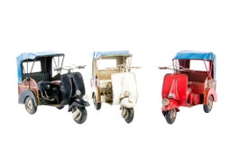 DKD Home Decor Vehículo de Decoración Tuk-Tuk Metal Surtido de 3 Modelos