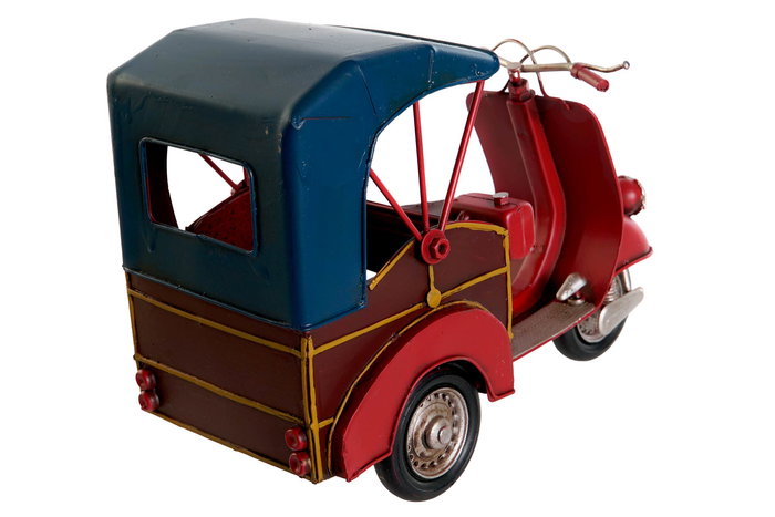 DKD Home Decor Vehiculo Decoracion Vintage Tuk-tuk Negro Rojo Blanco Multicolor Metal 10 x 17 x 26 cm (6 Unidades)