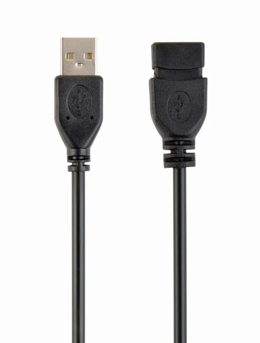 Gembird CCP-USB2 Cable de Extensión USB 2.0 A Macho a A Hembra, 4.6 m / 15 ft, Contactos Chapados en Oro, Negro