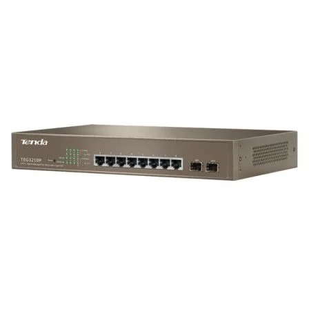 SWITCH TENDA TEG3210P - GESTIONABLE - 8 PUERTOS 10/100/1000 (DATOS/POE) - 2 PUERTOS SFP - VLAN - ALIMENTACIÓN EXTERNA - ENRACABLE 1U