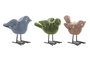 DKD Home Decor Surtido de 3 Figuras de Pájaro en Porcelana y Metal