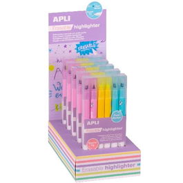 Apli Marcador Fluorescente Borrable Doble Punta Colores Surtidos Expositor 5 Packs De 6 Unidades