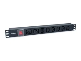 Equip 333316 Unidad de Distribución de Energía (PDU) 8 Salidas AC 1U para Rack 19", Aluminio Negro, 3500W, Con Interruptor, C13 + C19