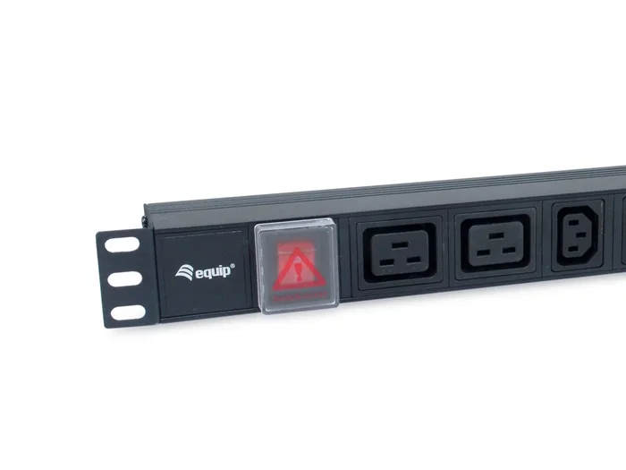 Equip 333316 Unidad de Distribución de Energía (PDU) 8 Salidas AC 1U para Rack 19", Aluminio Negro, 3500W, Con Interruptor, C13 + C19