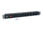 Equip 333316 Unidad de Distribución de Energía (PDU) 8 Salidas AC 1U para Rack 19", Aluminio Negro, 3500W, Con Interruptor, C13 + C19
