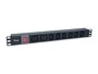 Equip 333316 Unidad de Distribución de Energía (PDU) 8 Salidas AC 1U para Rack 19", Aluminio Negro, 3500W, Con Interruptor, C13 + C19