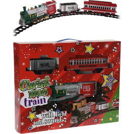 Basics Tren Navideño con Luces y Sonido, 23 Piezas, Vía 283 cm, Funciona con 4 Pilas AA (No Incluidas)