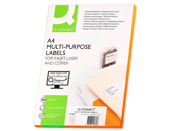 Q-connect kf00228 Etiquetas Adhesivas Transparentes Tamaño DIN A4 para Ink-jet Caja 25 Hojas DIN-A4 Q-connect kf00228 Etiquetas Adhesivas Transparentes Tamaño DIN A4 para Ink-jet Caja 25 Hojas DIN-A4