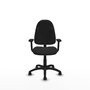 Silla de oficina Algarra con mecanismo Contacto permanente básico tapizada con Similpiel color Negro. Equipada con Base poliamida negra, Brazos 2D y Ruedas de parqué