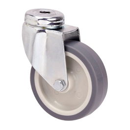 Ruedas Alex Rueda giratoria de goma gris carga máx 50 kg Ø 6 cm con eje liso y agujero