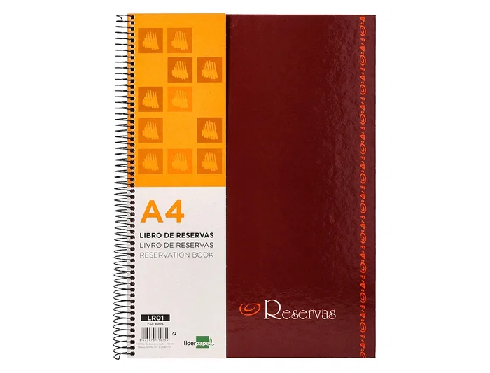 Liderpapel Libro de Reservas Espiral DIN A4 Restaurante 80 Hojas 80 gr