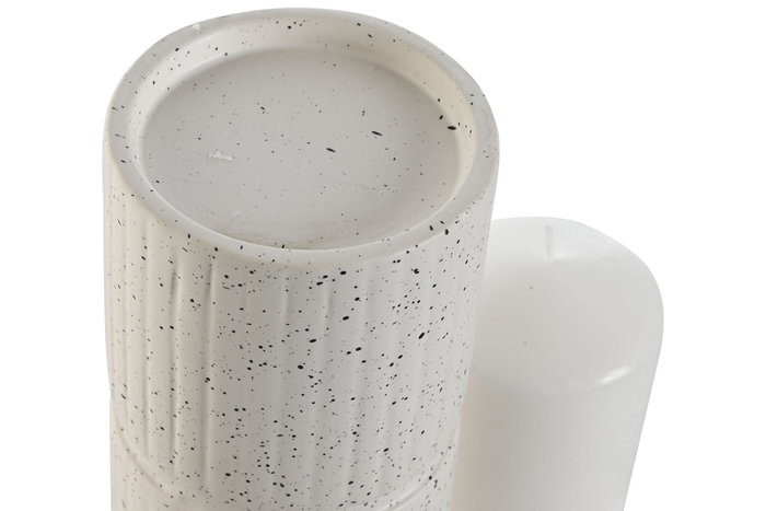 DKD Home Decor Set de 2 Velas Blancas con Soporte DKD Home Decor Set de 2 Velas Blancas con Soporte